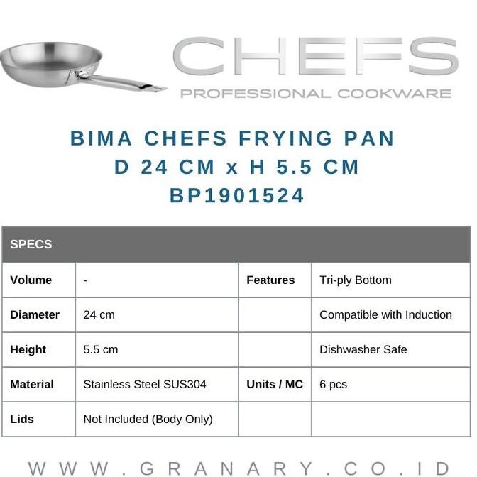 Bima Chef Frying Pan D 24 Cm, Sus 304 Bp1901524