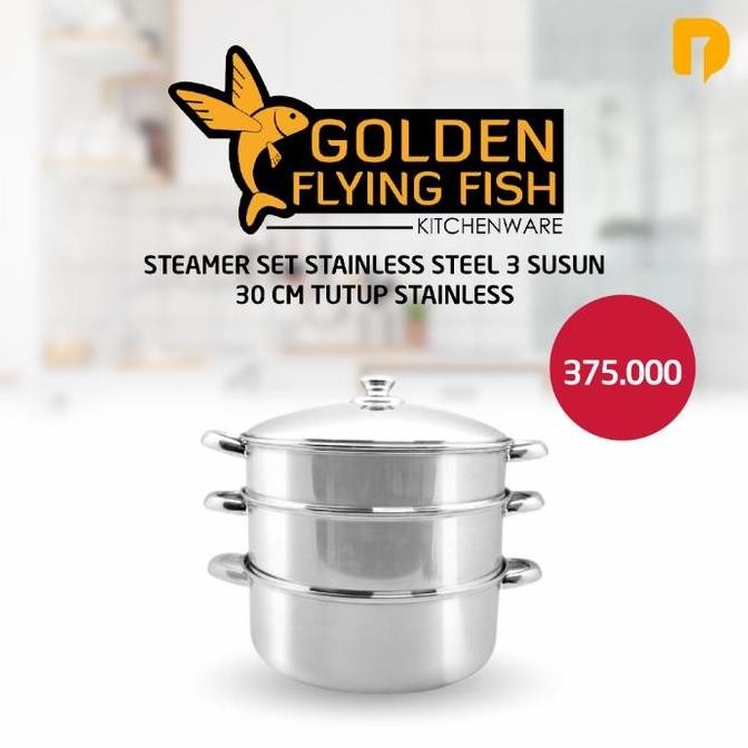 Steamer / Panci Kukus 3 Susun Stainless Steal Golden Flying Fish