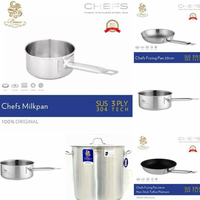 Bima Chef Sauce Pan Fry Pan Milkpan Stainless Sus 304 Frying Pan Chefs
