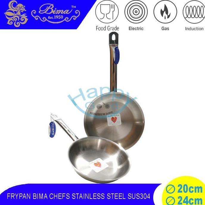 Bima Chefs 20-24Cm Frypan | Panci Penggorengan Stainless Steel Sus 304
