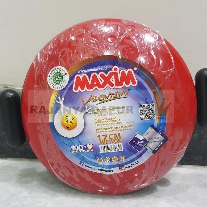 TERBARU - Maxim Valentino Teflon Mie Wok - Wajan Mie - Serabi 17 cm + Tutup