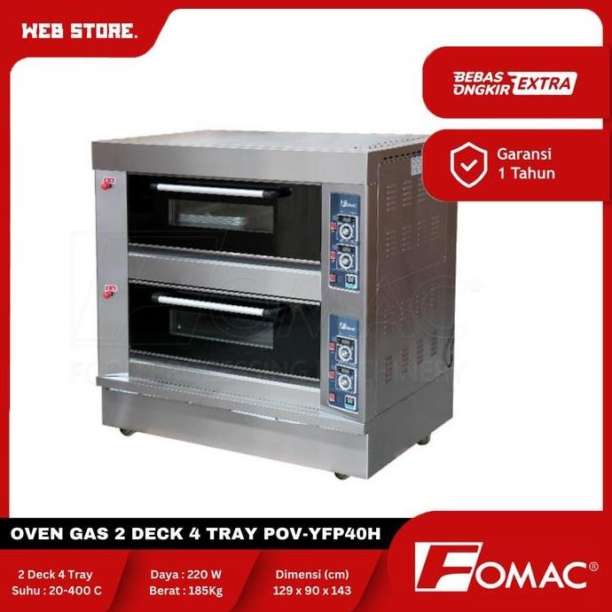 BELLYARD Mesin Gas Oven Pemanggang Pizza Oven 2 Deck 4 Tray POV-YFP40H FOMAC