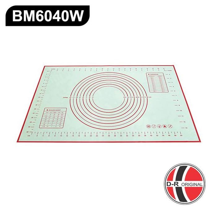 BM6040W Alas Adonan Baking / Silicone Baking Mat 60x40cm Putih Merah