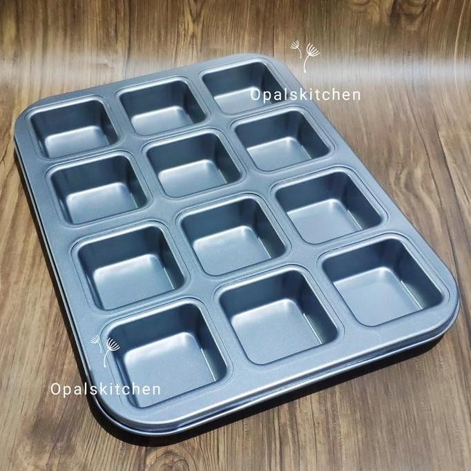 Loyang Kue Cupcake Muffin Brownies Kotak Teflon Anti Lengket
