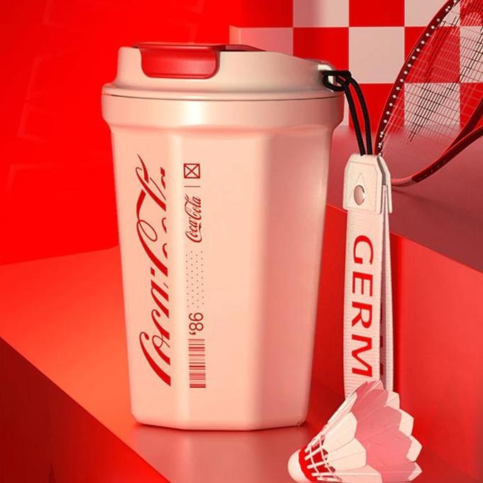 CODGERM Coca-Cola Vacuum Termos Cup CCR Tahan Karat Kapasitas Portabel With Strap 400ML Cangkir Kopi