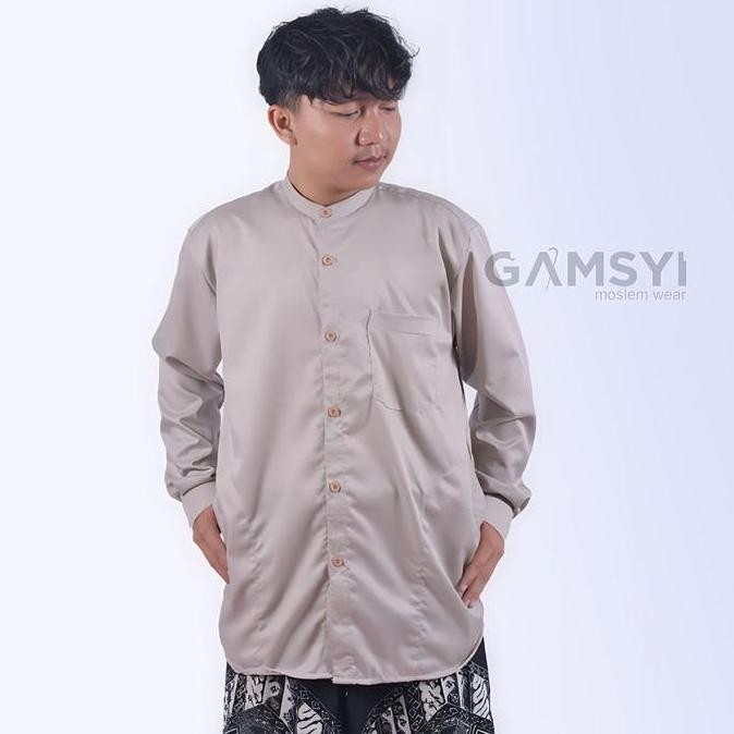 Baju Koko Polos Pria Dewasa Lengan Manset/Koko Gamsyi