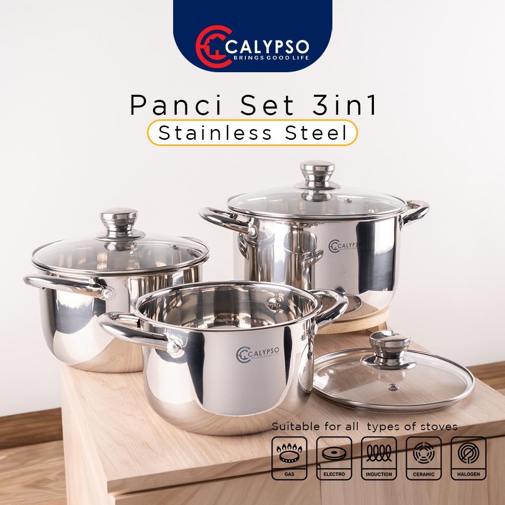 Calypso Panci Kuah Panci Set 3in1 Multifungsi Stainless Steel