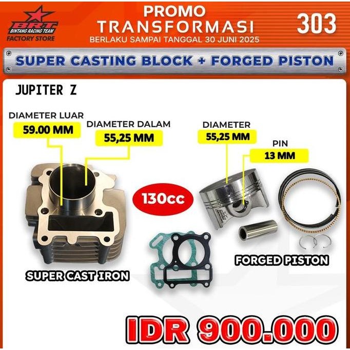 303 Paket Bore Up Brt Jupiter Z Vega R New 110 Blok Piston 55.25Mm 5Tp Ready