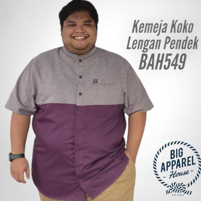 Kemeja Koko Jumbo Oversize Big Size Pria Laki Co Two Tone Ungu Bah 549