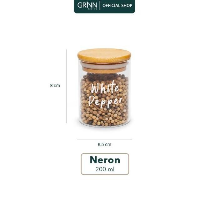 Grinn Living Set Paket Neron Glass Jar 200 Ml Toples Kayu Bambu
