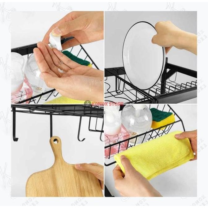 RAK DAPUR CUCI PIRING STAINLESS HITAM / RAK PIRING  ATAS WASTAFEL