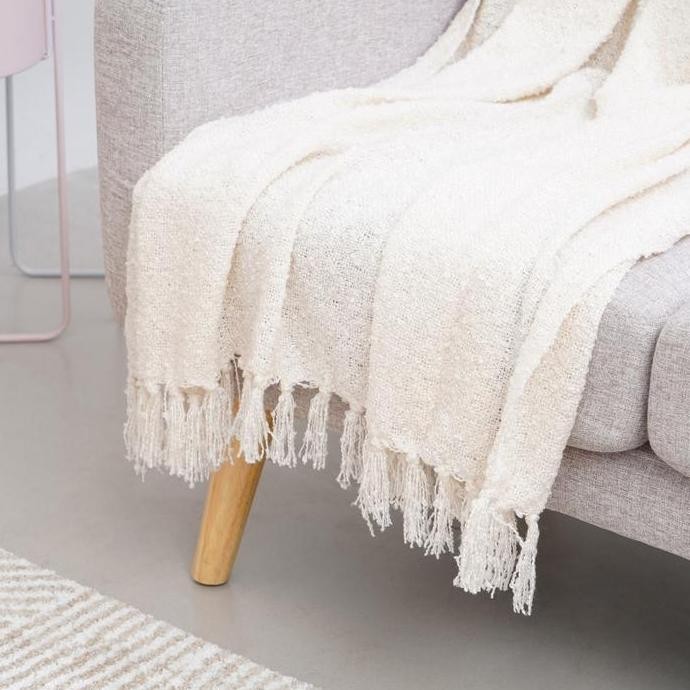 INFORMA 125X150 CM SELIMUT THROW EINNE BOUCLE - PUTIH IVORY