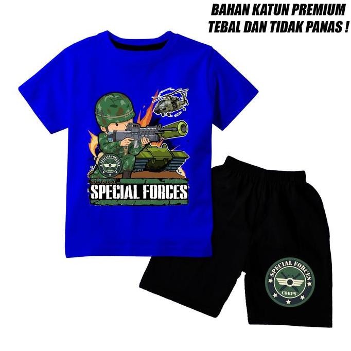 DB24>> Setelan kaos anak laki laki perempuan motif tentara army bahan katun premium dtf celana hitam