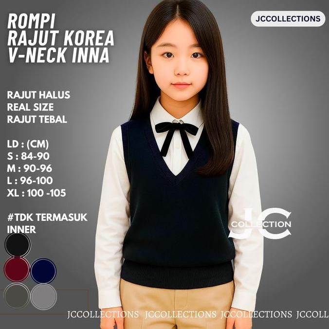 DY7 - Rompi Rajut Anak Perempuan Vneck Gaya Korea Inna
