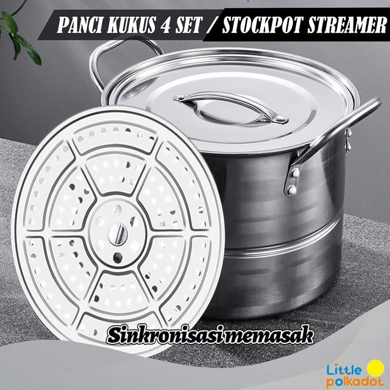 LittlepolkadotBmw Original Pot Steamer 4 Set/ Panci Kukus 4 Set/Panci Dandang Stainless Steel/Stock 