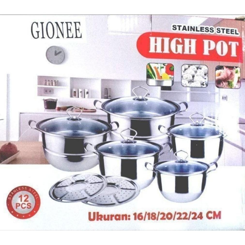 Panci High Pot/Panci 5Set + 2Steamer (Gione)