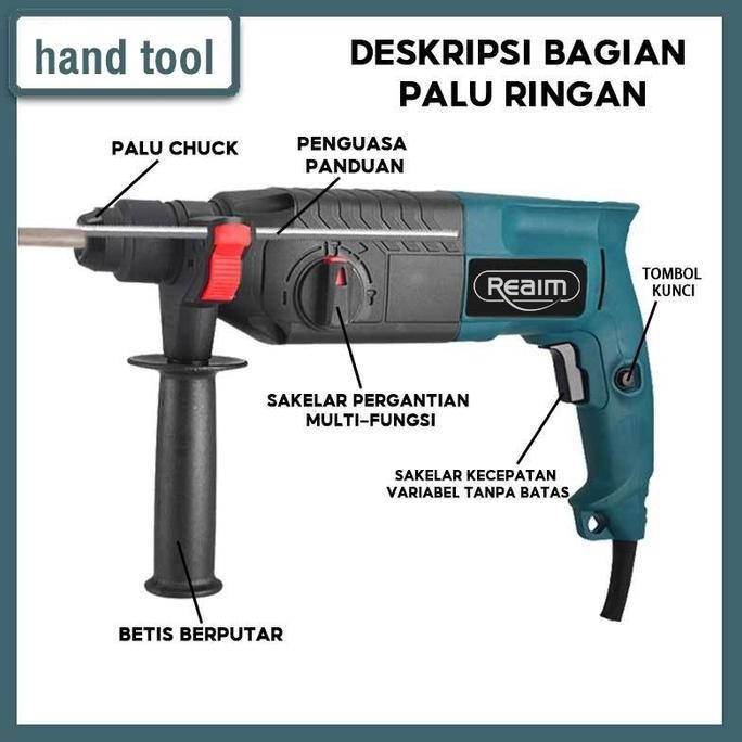 jhonxie- Reaim Mesin Bor 680W Motor Tembaga Murni 3IN1 Bobok Bor Tembok Beton Hammer Drill Rotary Im