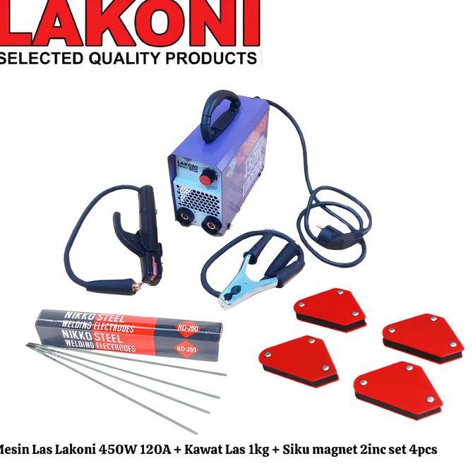jhonxie- PAKET LENGKAP LAKONI Mesin las 450w Inverter Trafo las Lengkap kawat las dan siku magnet 45