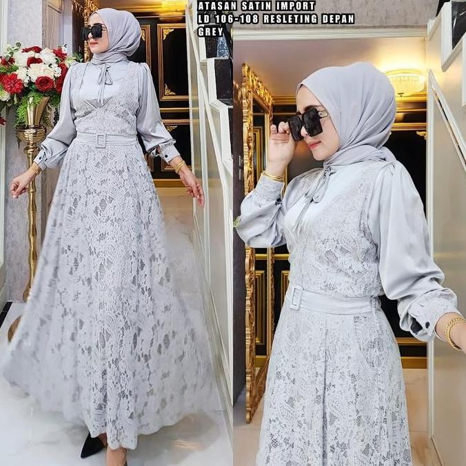 ReadyNew Ori ShrOverall Set Brokat Cantik Premium Gamis Wanita