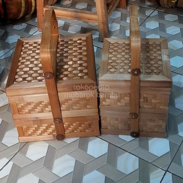 Rantang Bambu Kotak Susun 2