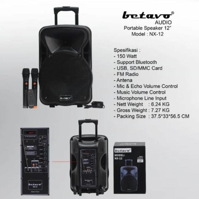 NEW Speaker Portable 12 Inch Betavo NX 12 ORIGINAL BETAVO