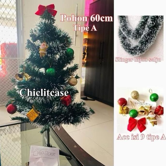Promo Pohon Natal 60 Cm 90 Cm/Paket Pohon Natal 60 Cm/Dekorasi Pohon Natal Meja/Dekorasi Natal Cod