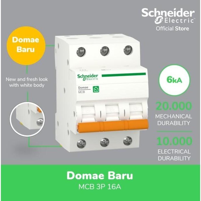 MCB Schneider Type Domae 3 Phase 16 Ampere