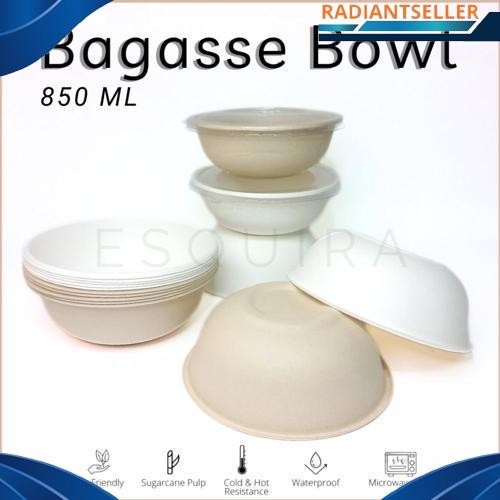 New Bagasse Bowl / Disposable Bowl / Mangkok Take Away 850 ml / 10 Pcs / BG850