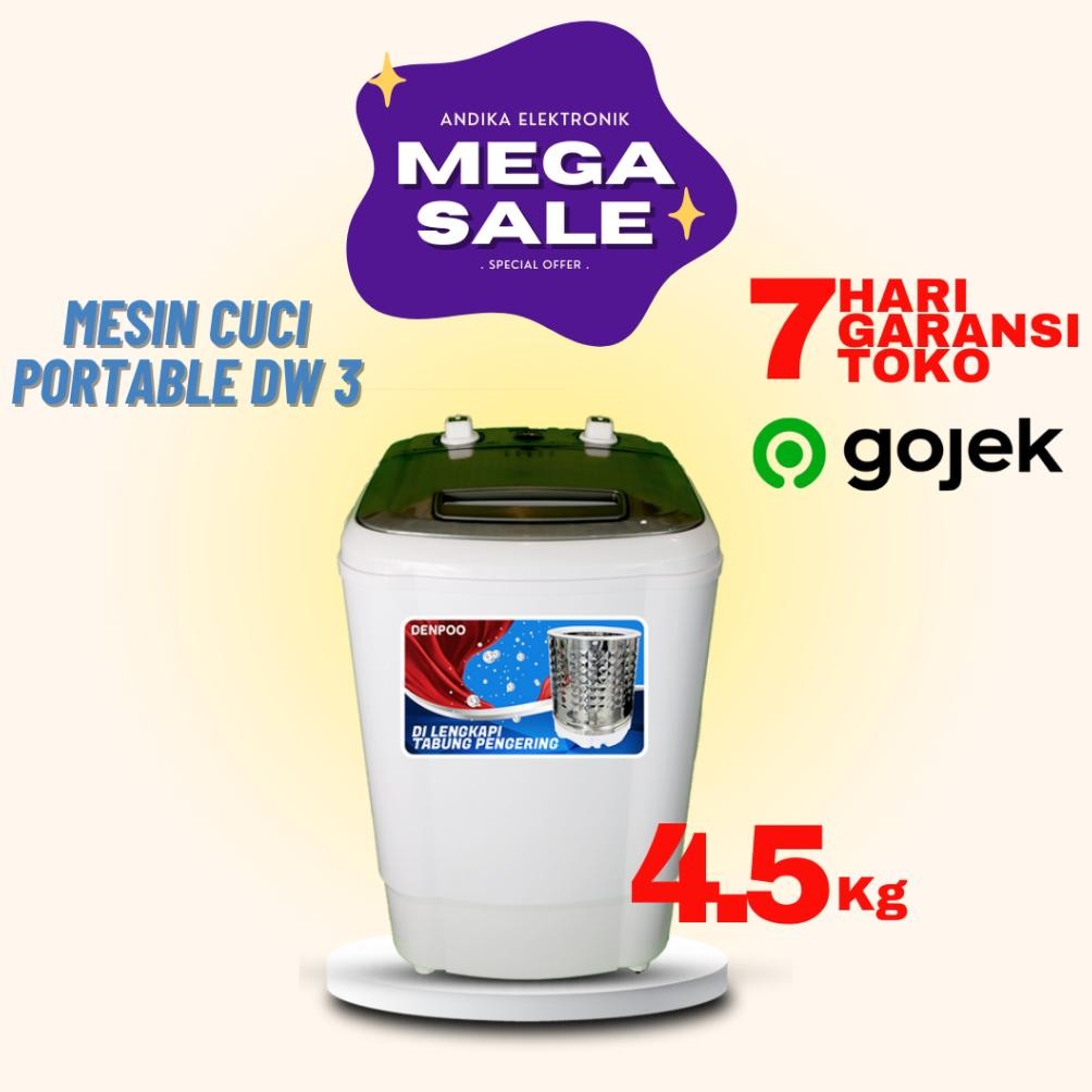EDELWEIS- Mesin Cuci Mini DENPOO DW 3 - Mesin cuci portable - Mesin cuci kecil