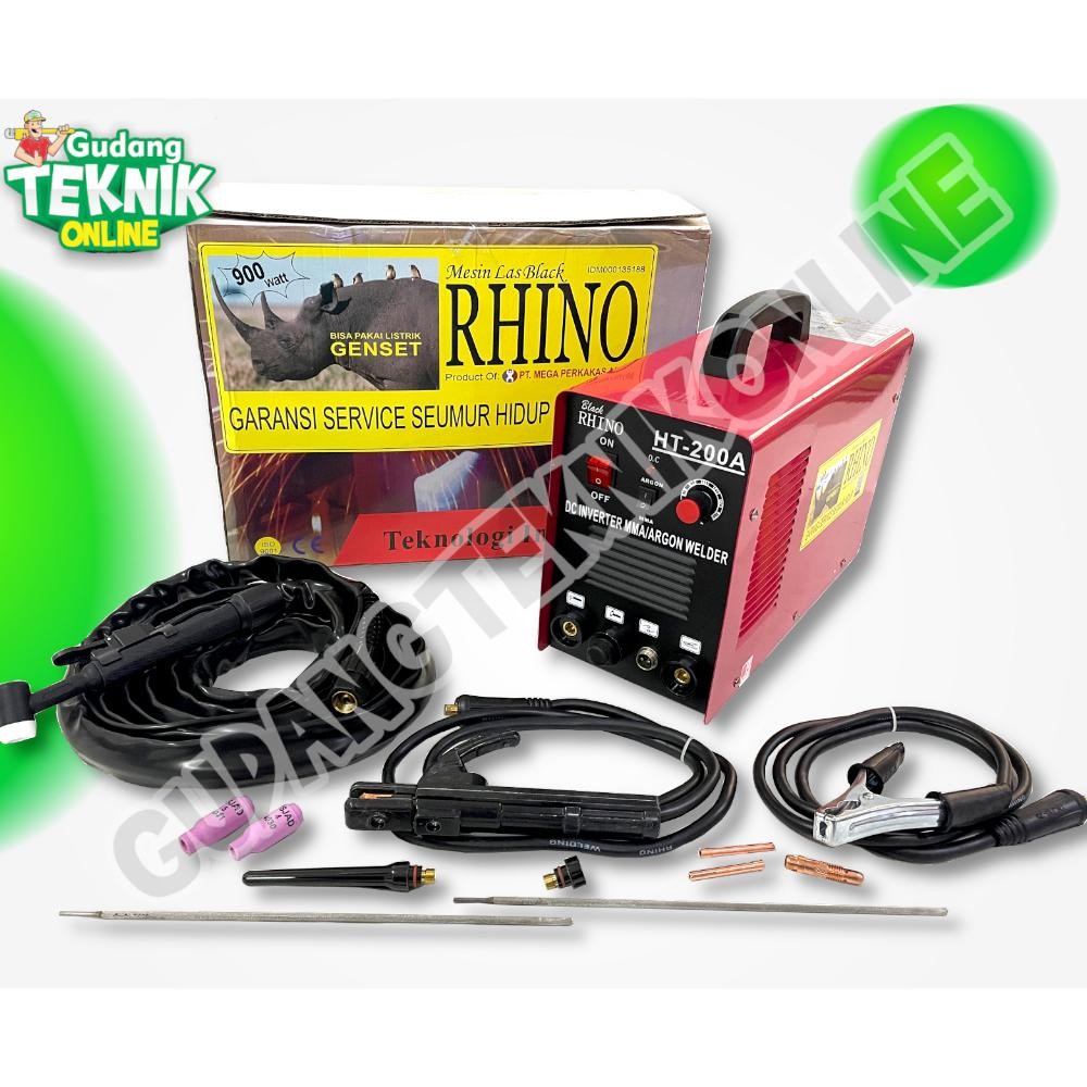 FEVERFEW Mesin Las Argon HT-200 RHINO 200A 900Watt / Mesin Las Listrik TIG HT200 Trafo Travo Trapo L
