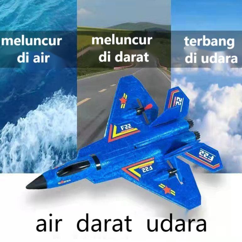 JOJOTOY Mainan Pesawat RC F22 Terbang Remote Control LED Pesawat Glider Airplane