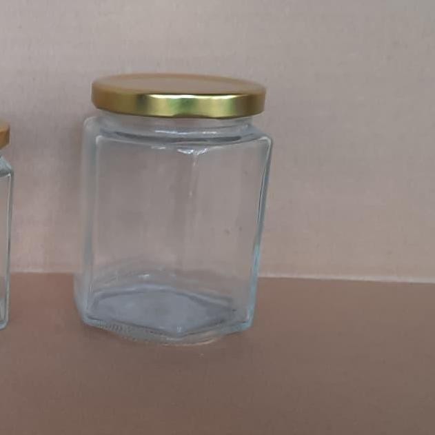 Jar kaca segi enam / hexagonal 280 ml 100% baru import