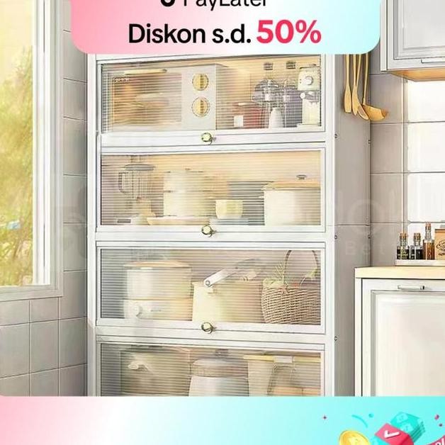 Homedoki Rak Piring Tertutup Rak Dapur Rak Susun Serbaguna Lemari Piring Rak Penyimpanan Multilayer 