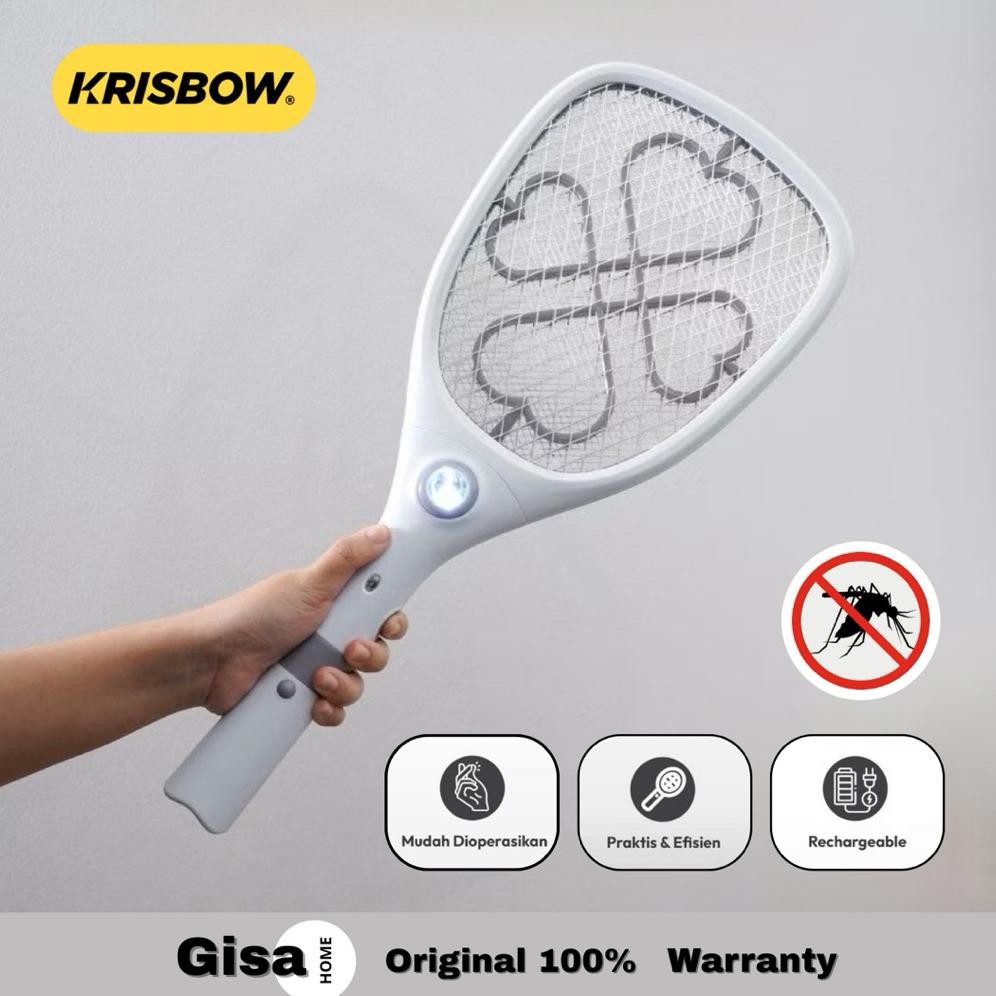 Krisbow Raket Nyamuk Rechargeable Pengusir Serangga Raket Pembasmi Nyamuk Elektrik Insect Killer