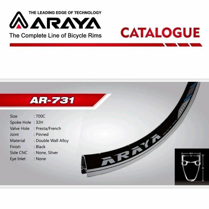 Velg Rims 700c fixie Roadbike 32 hole black cnc - Araya AR 731