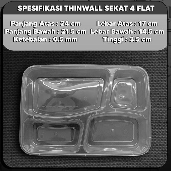 Bento 4 sekat Plastik Thinwall / Food Container Premium