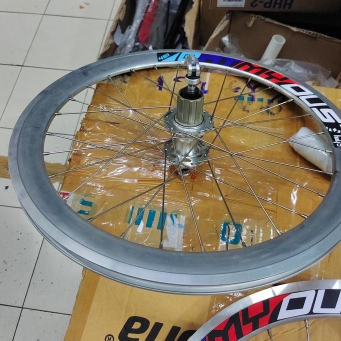 Wheelset Velg Set 16 349 20 406 451 GT half5 Disc Brake Silver Chrome 32 Hole Hub MXL Silver Crome S