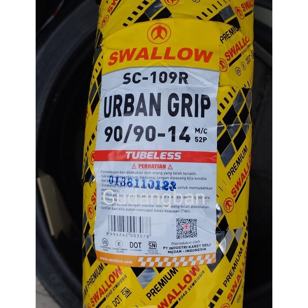 Baru Swallow 90 90 14 Tubeless Urban Grip SC109 Ban luar motor matic SC109R
