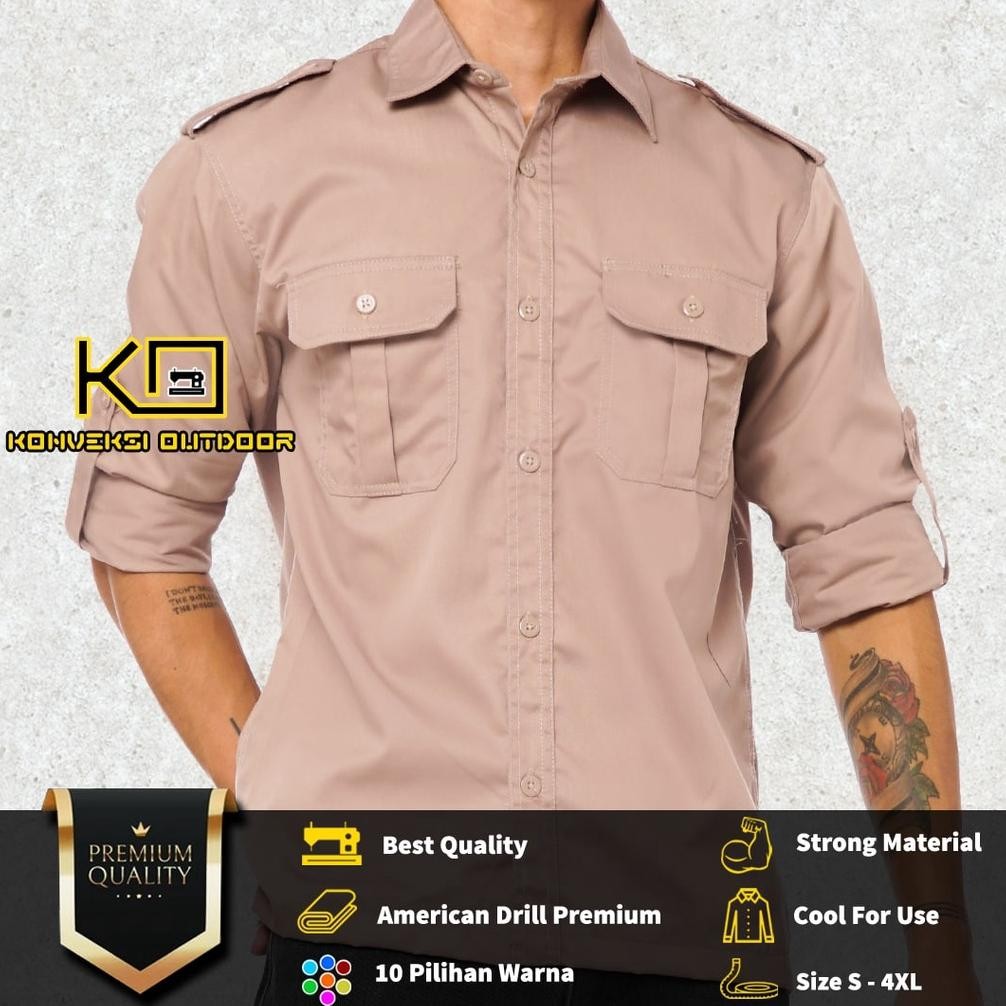 BAJU KEMEJA PDL OUTDOOR INDOOR LENGAN PANJANG JUMBO XXXL XXXXL 3XL 4XL - Seragam Kerja Kantor Group 