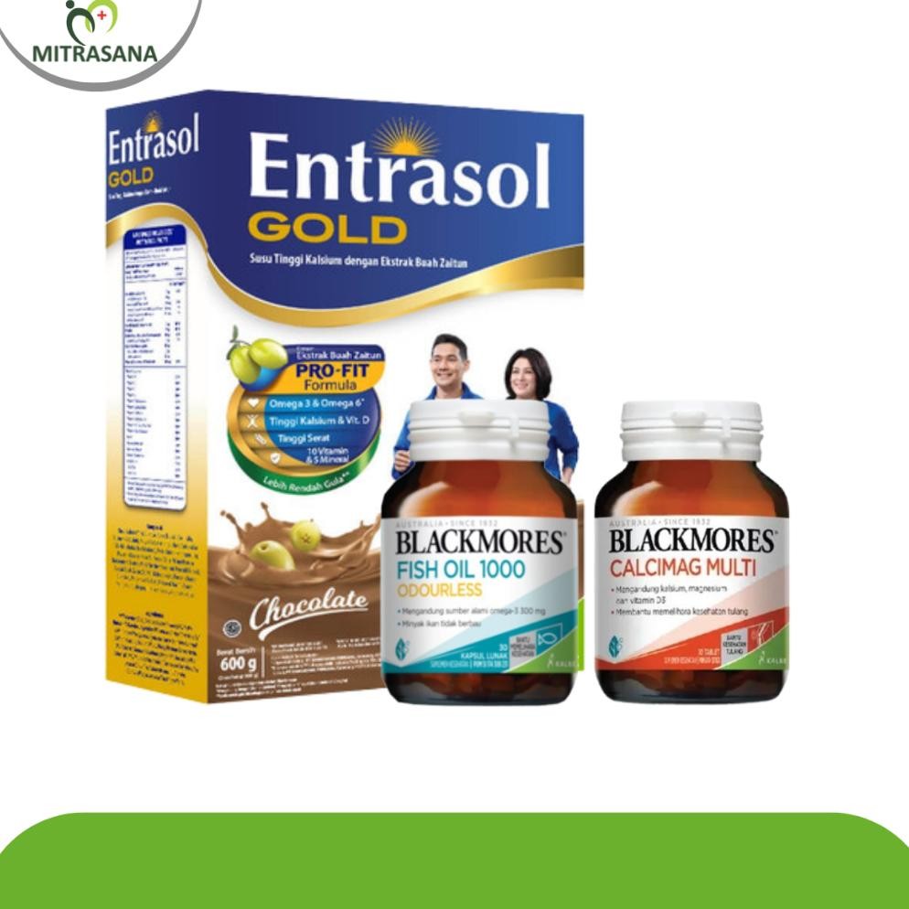Paket Tulang & Jantung Oma Opa Sehat | Entrasol Gold 600 Gr | Blackmores Calcimag Multi 30 Kps | Bla