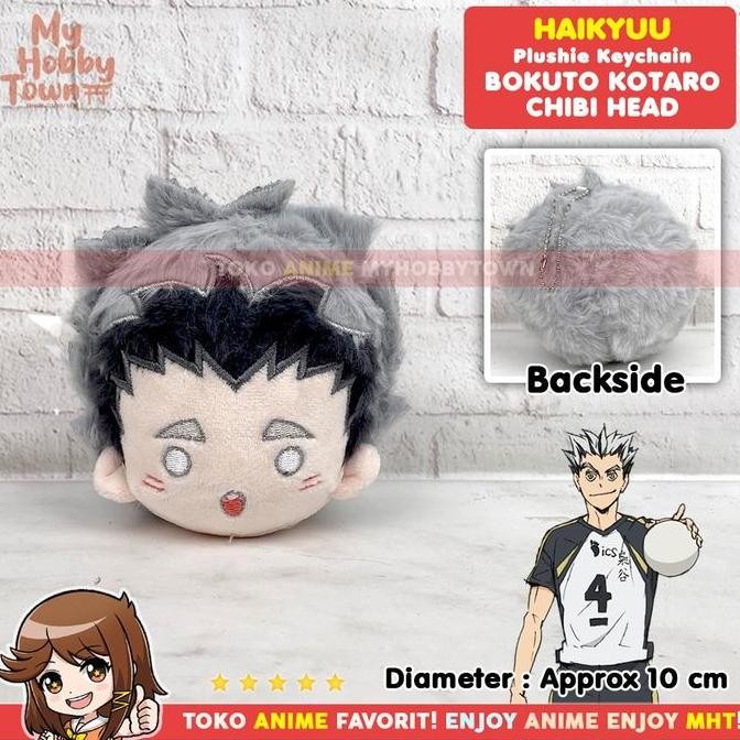 Gantungan Kunci Boneka Anime Haikyuu Karakter Bokuto Kotaro Chibi Head Dumpling Plushie Doll