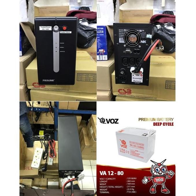 Paket Ups Modif Server Pulsa Prolink 1200Va + Battery 12v 80Ah Murah
