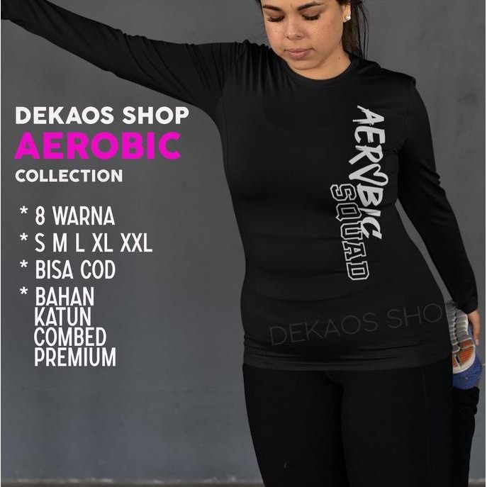 Promo Baju Aerobic Wanita / Kaos Aerobic Wanita / Kaos Senam Zumba Lengan Panjang / Baju Aerobic Wan