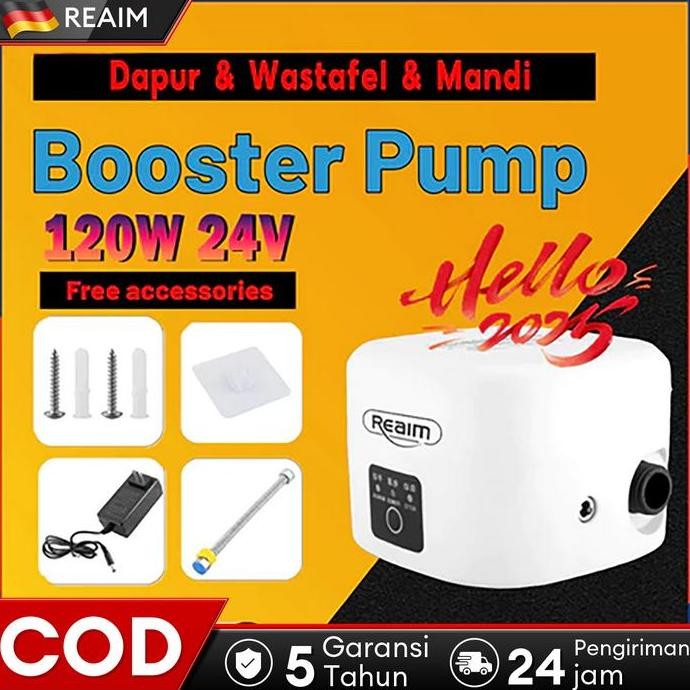 SINISTER- REAIM Pompa Booster, Pendorong Air, Booster Pump Otomatis 120W, 22L/min, Mesin Pendorong A