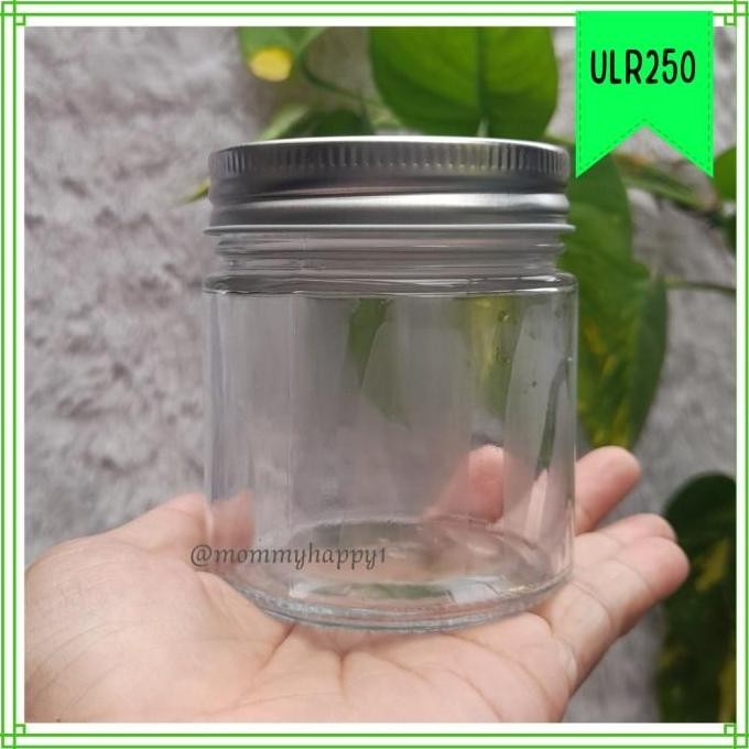 [Best] ULR250 | Jar Kaca / Toples 250 ml Tutup Ulir Aluminium - Tutup Gold,Tanpa Bubble