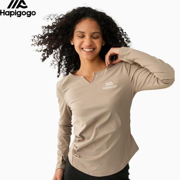 Promo [Hapigogo] Atasan Olahraga Lengan Panjang Model Longgar Baju Yoga Lengan Panjang Longgar Wanit