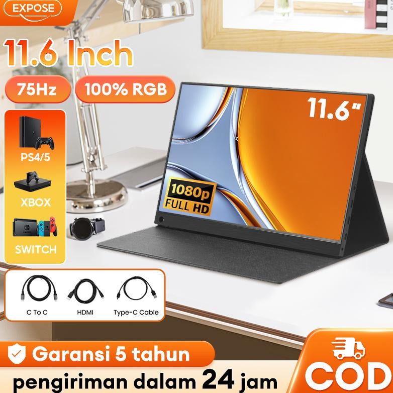 CROWHEX- Portable Monitor 11.6 Inch Full HD | Plug & Play USB C HDMI | Portable Gaming Display | Por