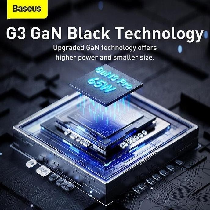 Baseus Charger 65W Gan3 Pro Super Fast Charging Kepala Adaptor USB C