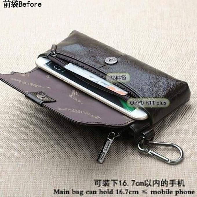 Promo Sarung Hp Pinggang Pria Dompet Kulit Asli Hp Pria Dompet Hp Horizontal COD