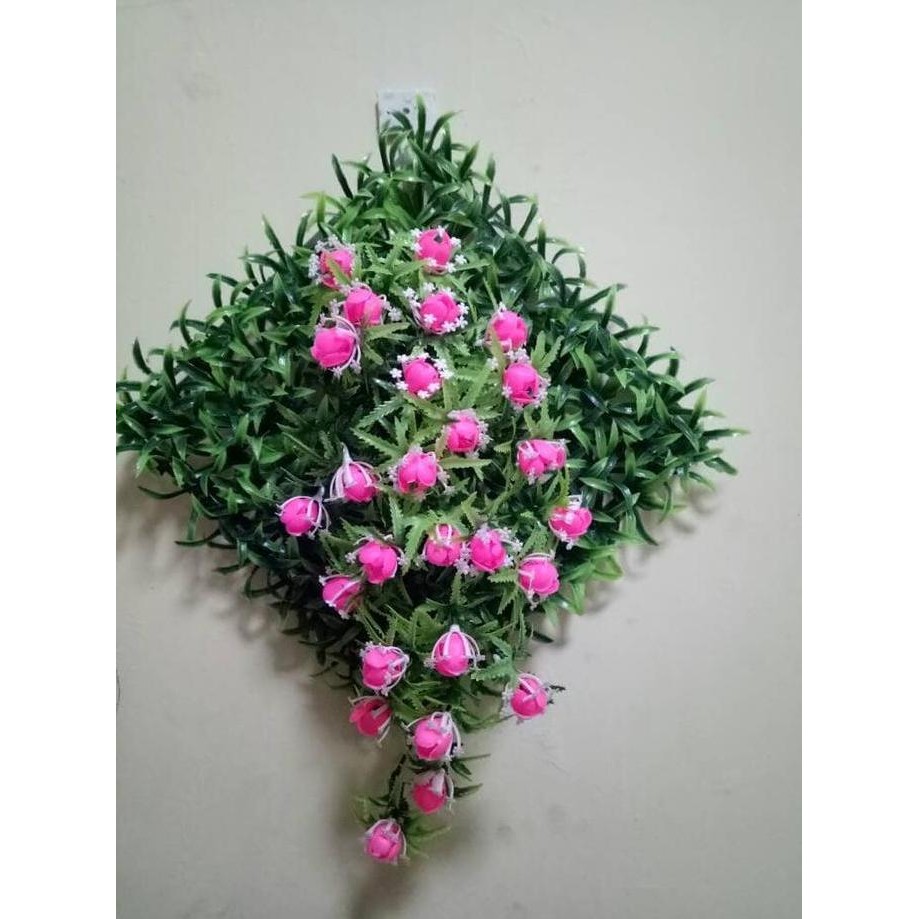 DF377>> hiasan dinding hiasan resto cafe taman bunga gantung bingkai rumput